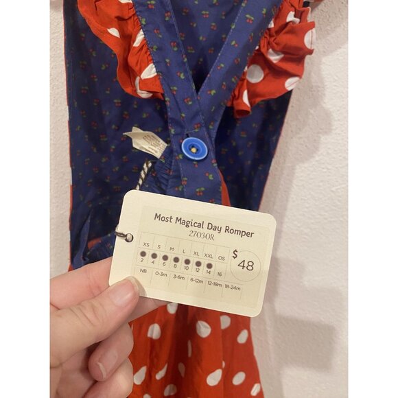 Matilda Jane Romper Girls 8 Red White Polka Dot Blue Most Magical Day Ruffle - Picture 5 of 7